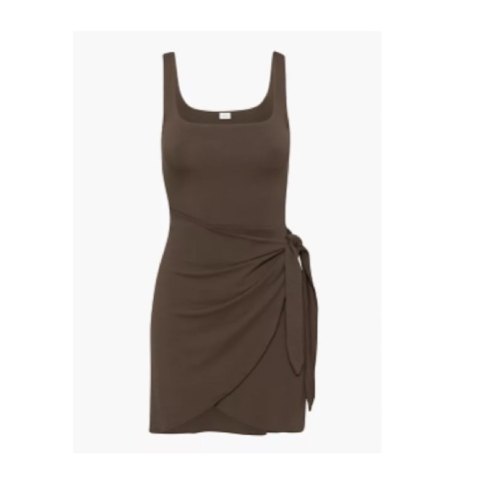 Wilfred Brown Sleeveless Wrap-Detail Mini Dress